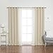 Best Home Fashion uMIXm Tulle Sheer Lace and Blackout 4 Piece Curtain Set – Antique Bronze Grommet Top – Beige – 52