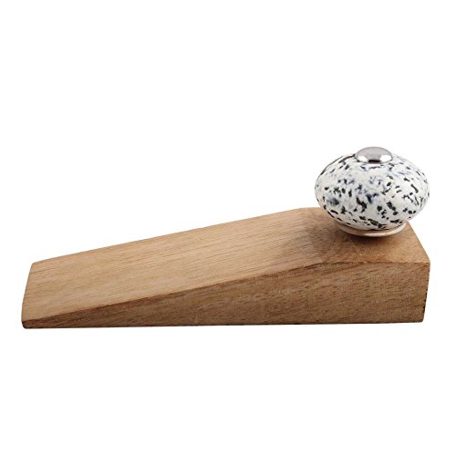 Image of Indian-Shelf 4 Packs Wood Door Stopper for Home Rubber Etched Floor Gate Stopper White Door Wedge Strong Grip