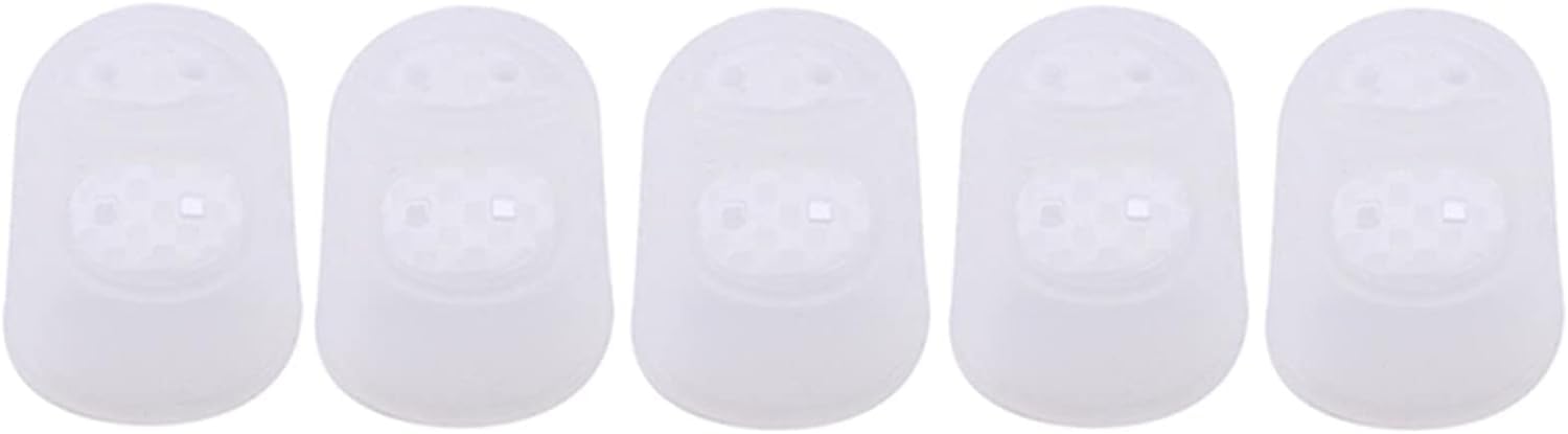 GANPUB 5 Pcs White Finger Tips,Anti-Slip and Reusable Silicone Fingertip Protector Guard Pads for Paper Sorting, Collating, Sewing, Money Counting, Guitar,Playing Etc Finger Pads and Moisteners