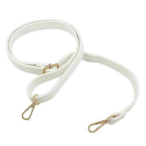 Litoexpe Cream White Purse Straps Leather Straps, Bag Straps Replacement Crossbody Leather Adjustable Replacement Strap, 27-51 Inch