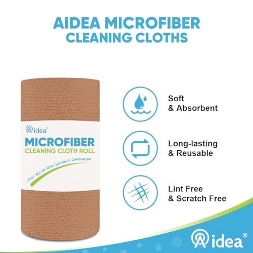Image of AIDEA Microfiber Cleaning Cloth-165 Sheets 3 Roll,Cleaning Rags 11x9 inch Brown