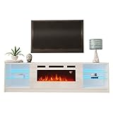 MEBLE FURNITURE & RUGS Boston WH01 Electric Fireplace Modern 79' TV Stand