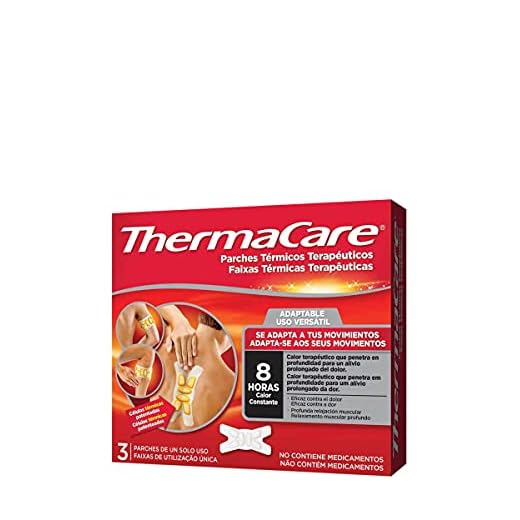 THERMACARE Parche Térmico Terapéutico - 3 parches - Adaptable a Cualquier Parte del Cuerpo - Alivio Prolongado del Dolor Hasta 8 Horas - Sin Medicamentos