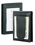 Bullz Mens Genuine Leather Magnetic Money Clip Bifold Wallet Id Slot