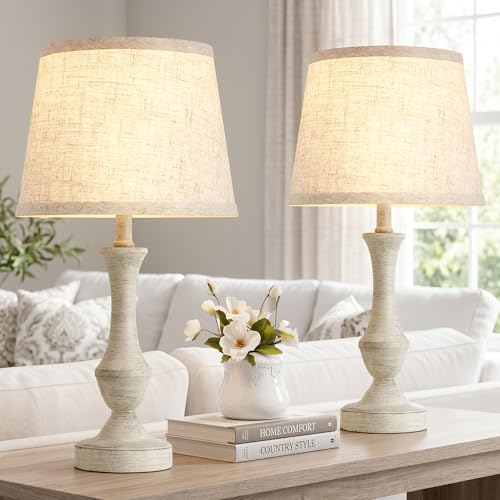 Image of Luvkczc Table Lamp Set of 2, 19 inch Cottage Core Resin Bedside Lamps