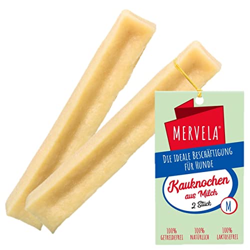 MERVELA® Kauknochen Käse Hunde | Medium | 100% natürlich | Kaukäse | Churpi | Beschäftigung Hund | Belohnung Hund | Yakkäse | Hartkäse | Hund kauen Stange (M / 2 * 61 Gramm) Cover