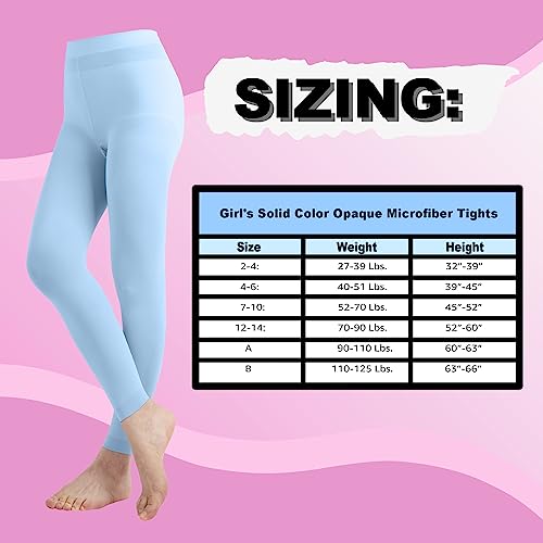 Emem Apparel Girls' Kids Childerns Solid Colored Dance Ballet Custume Opaque Footless Tights Leggings Stocking Light Blue 7-10 #TOP6