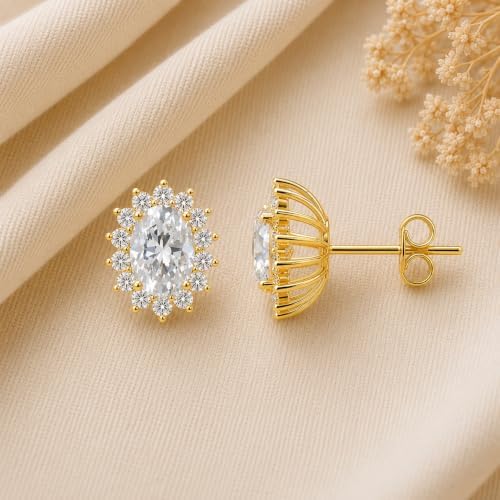 Oval Moissanite Earrings in Yellow Gold Plated 925 Sterling Silver | Fine Jewelry for Women Gift - 2