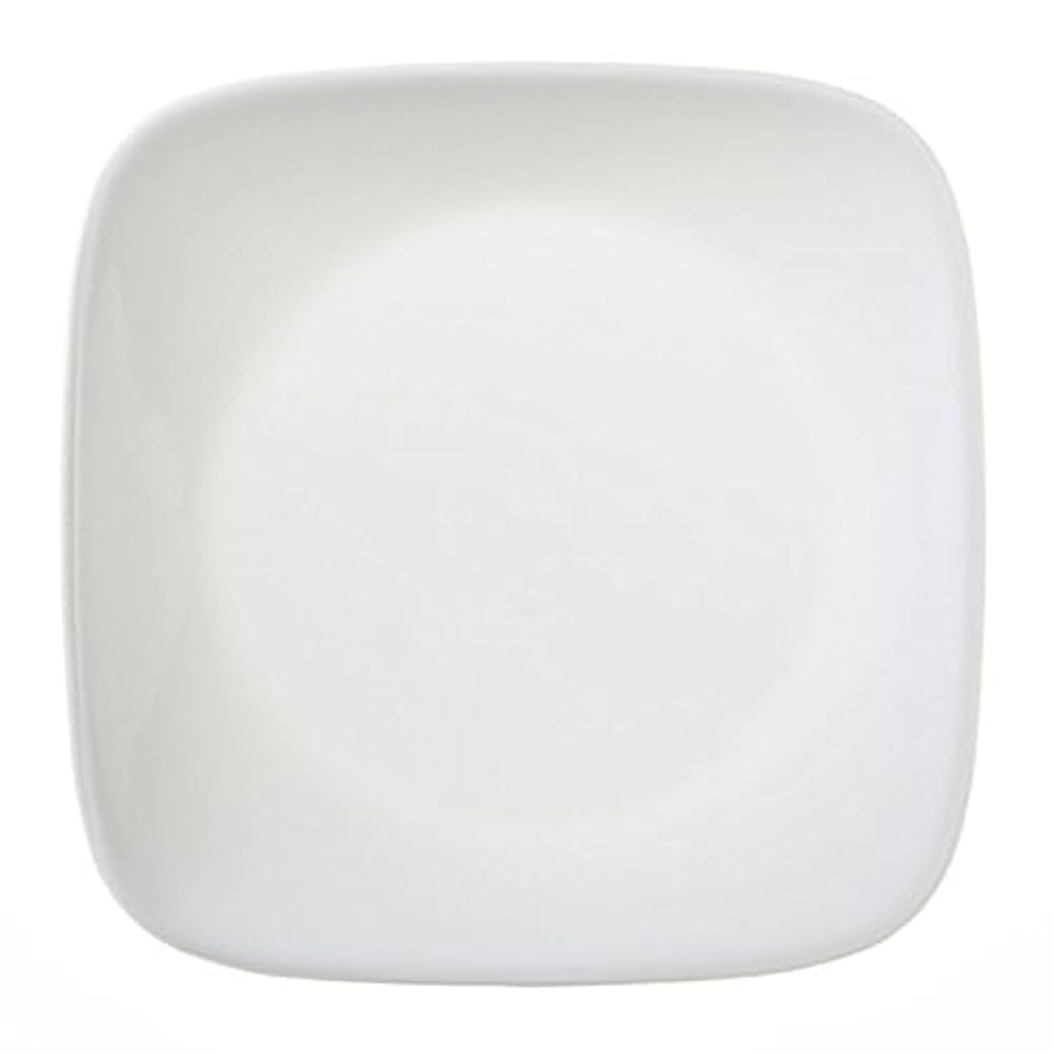 Corelle Square Pure White 6.5-Inch Plates, Set of 4 - Break & Chip-Resistant Vitrelle Glass Dinner Plates, Dishwasher Safe