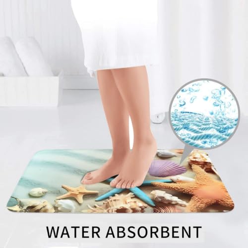 Juego de 3 alfombras de baño Seashells de 24 x 16 pulgadas ultra suaves lavables 7