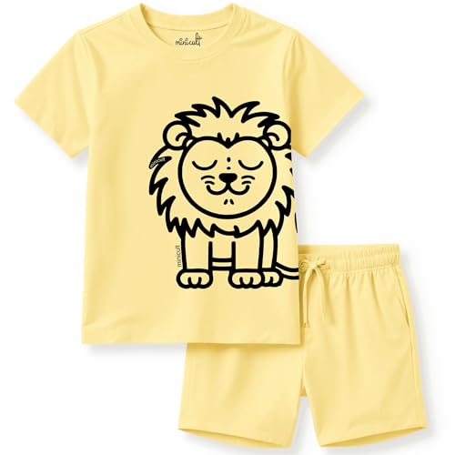 Image of minicult kids Kids Cotton Shorts and Matching Tshirt Coord clothing set with Cute Prints Clothing Set (200gsm Cotton Fabric)(pack of 2)