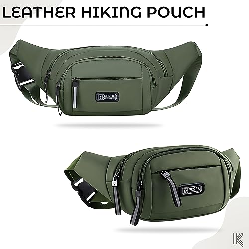 Image of Kraptick Premium Unisex Waist Bag for Men and Women - Stylish Hip Bag, Fanny Pack, Travel Money Belt (Green)