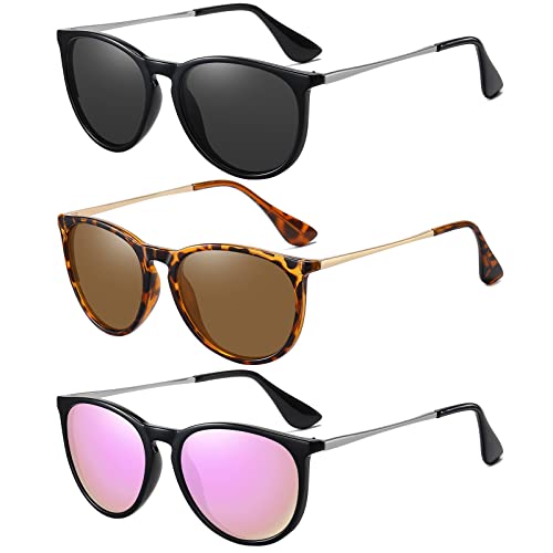 Ougenni Sunglasses Womens Men Vintage Polarized Retro Sunglasses Women Sunglasses Round Classic UV Protection