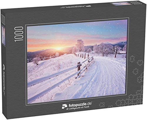 Preisvergleich Produktbild Puzzle 1000 Teile Winterlandschaft. Winterstraße und schneebedeckte Bäume - Klassische Puzzle, 1000 / 200 / 2000 Teile, edle Motiv-Schachtel, Fotopuzzle-Kollektion 'Winter'