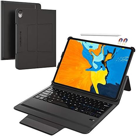 iPad Pro 12.9 Keyboard Case 2018 3rd Gen, Mcscants Ultra Slim Wireless Bluetooth Keyboard Case iPad Pro 12.9 Folio Stand (Support Apple Pencil Charging) (Auto Sleep/Wake Feature)(Only Fit 2018)