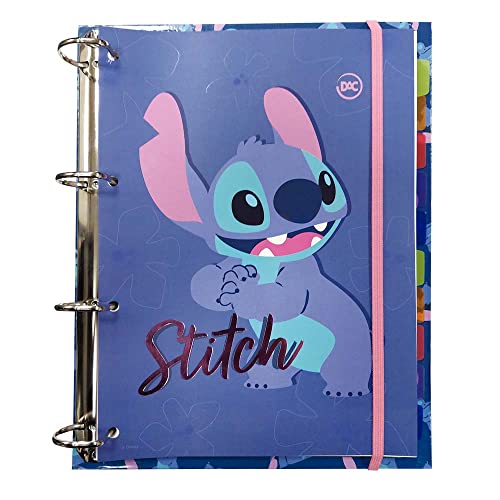 Caderno Argolado Universitário Capa Em Pvc Cristal Com 144 Folhas Stitch - Fechamento Em Elástico -