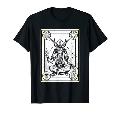 Baphomet Tarot Card Satan Lucifer Occult Satanic Pentagram T-Shirt