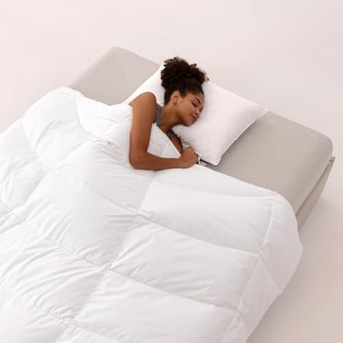 Three Geese California King Feather Down Comforter, Soft Organic Cotton Cover All Season Duvet Insert, White Premium Hotel Bedding California King Comforter, Medium Warmth with Corner Tabs. Cover