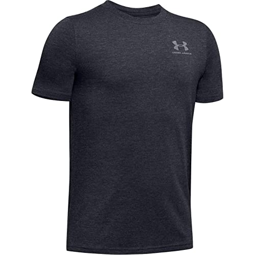 Under Armour EU Cotton Short Sleeve Short-sleeve Shirt, Kids Grey, Black Medium Heather / / Steel (002), YLG