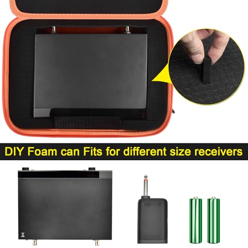 ANKHOH Large Wireless Microphone Case for 2 Handheld Mics and Receiver, Hard Karaoke Mic Carrying Bag with DIY Foam, for Phenyx Pro, for JBL PartyBox, for TONOR, for Shure and Similar Systems, Orange by ANKHOH - Image 5
