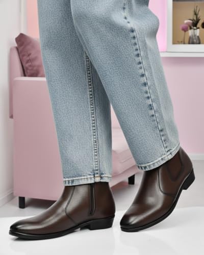 Image of Sleek Toe Chelsea Boots for Men with Side Zip, Classic Office Party Casual Wear, Smooth Finish, Comfortable Fit & Durable Sole for Everyday Styling