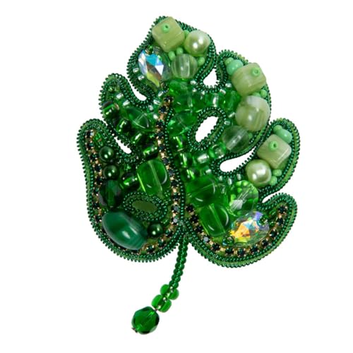 Crystal Art Beadwork kit for Creating Brooch Monstera BP-345C