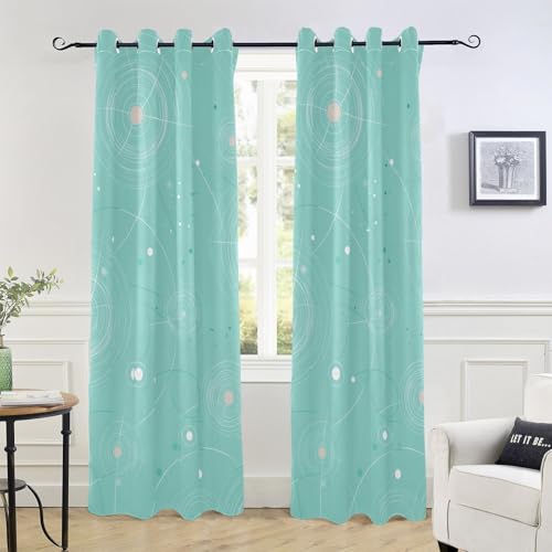 SEINDUS Retro Atomic Age Futuristic Blackout Window Curtains, Thermal Insulated