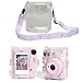 Jectse For Instax Mini 12 Case, Instant Camera Case Protective Camera Case with Shoulder Strap and Sticker, Protective Clear Case for Instax Mini 12 Instant Camera (Purple)