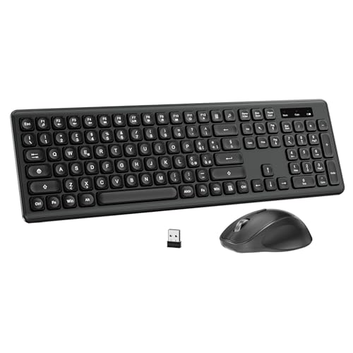 Teclado y ratón inalámbricos QWERTY italiano con teclado numérico para portátil Windows y Mac