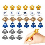 30Pcs Numbered Pencil Toppers ABS Reusable Pencil Caps School Labels