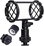 Compatible avec AKG D230, Sennheiser MKH 416, ME66, support de montage anti choc for Microphone Rode NTG avec Clip adaptateur de griffe