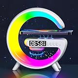 HoldOneLight Kabelloses Ladegerät Lampe Bluetooth-Lautsprecher Musik Uhr Wecker Taste und...