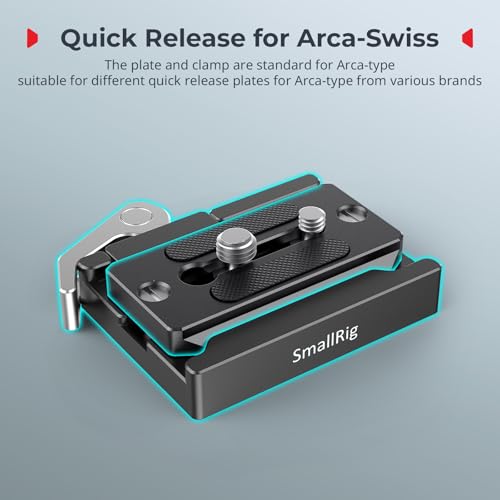Image of SMALLRIG Universal Quick Release Mount Plate Kit for Arca-Type, Built in Clamp and Plate, with 1 /4''-20 & 3 /8''-16 Threaded Holes- 2144B