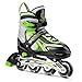 Gonex Pattini in Linea Regolabili per Bambini/Adulto con Ruote Luminosa, Inline Skates per Bambina Ragazzo Adulti Donna (Taglia EU 31-34), Verde