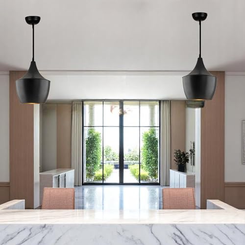 Image of GreyWings Modern Black Aluminium Pendant Light for Ceiling, Adjustable Hanging Lamp with, Decorative Indoor Light for Living Room, Kitchen, Dining,(Big) Pack of 1