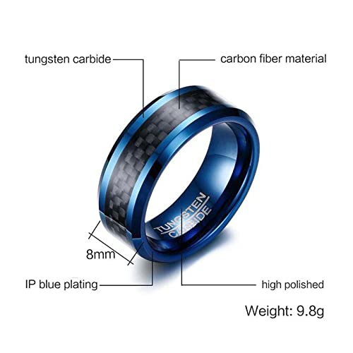 Bagues femme homme en tungstène cadeau idéal de mariage bicolore carbone 8mm - 5