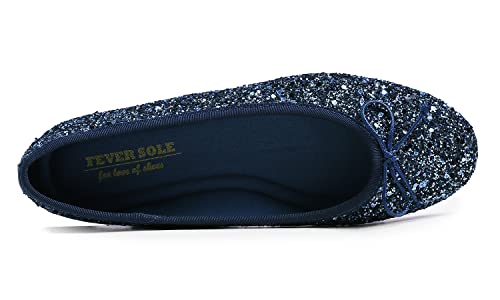 FEVERSOLE Women's Bling Soft Cushioned Comfort Flats Sparkle Party Ballets2