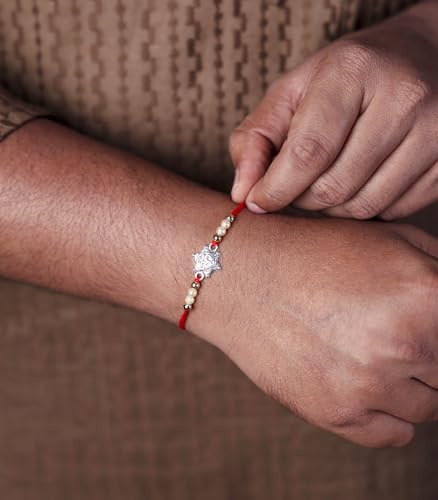 Image of Gargi by P.N. Gadgil and Sons 925 Silver | Om Rakhi | Gifts for Men and Boys | Rakshabandhan Rakhi for Brother | Rakhi for Boys & Men With Certificate of Authenticity