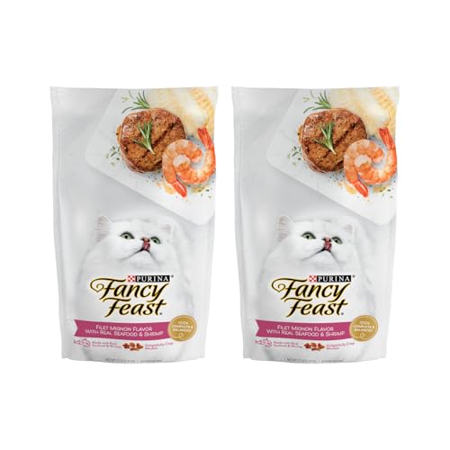 Fancy Feast Purina Filet Mignon Flavor with Real Seafood & Shrimp Dry Cat Food, 12 LB, Pack-2