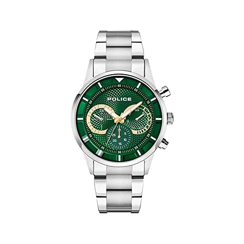 Image of Police Mens 45 mm Driver Green Dial Stainless Steel Analogue Watch - PLPEWJK2014301 (WPLPEWJK2014301, Not assigned, Not assigned)