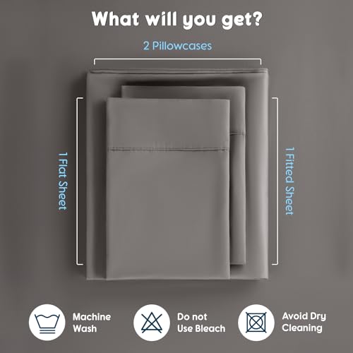 Image of SONORO KATE 1000 Series 100% Egyptian Cotton King Sheet Set,4 Pieces | Soft,Breathable Long Staple,Sateen Weave,Luxury 5-Star Hotel Bed Sheets,16 inch Deep Pocket,Dark Grey