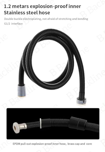 Image of B Backline Jet Spray Pipe for Toilet | High Pressure Health Faucet for Toilets | Jet Spray with 1.2 Mtr Flexible Hose Pipe and Wall Hook | Water Saving Nozzle (Black Matt)