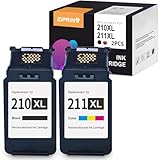 ZIPRINT Remanufactured Ink Cartridge Replacement for Canon 210XL 211XL PG-210 XL CL-211 XL for Canon PIXMA MX350 MP280 MX410 MP250 MX340 MP495 MX330 MP240 IP2702 IP2700 (1 Black, 1 Tri-Color)