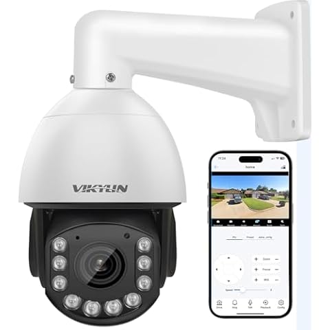 VIKYLIN 4K 8MP PTZ POE Camera Outdoor, 20x Optical Zoom Pan Tilt, Human Auto Tracking and Auto Cruise, 2-Way Audio, Human Vehicle Detection, 393ft IR Night Vision, MicroSD Slot Cover