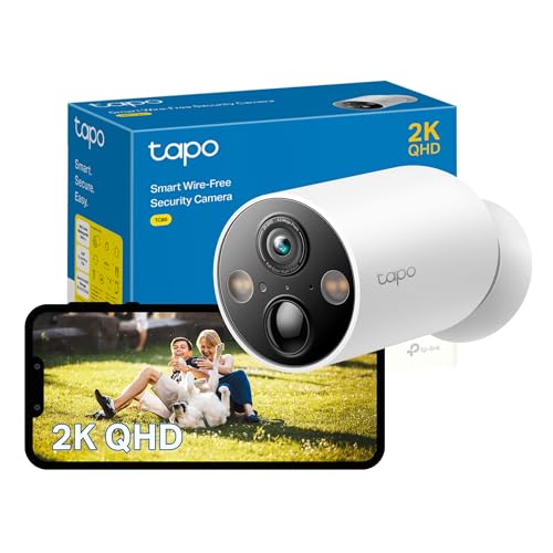 Tapo TC85 2K QHD Battery Security Camera Outdoor Wireless, 300-Day Battery Life, 150° Super-wide FOV, Colour Night Vision, Outdoor Camera No Monthly Fee, AI Detection, Two-way Talk 2K 4MP Ba