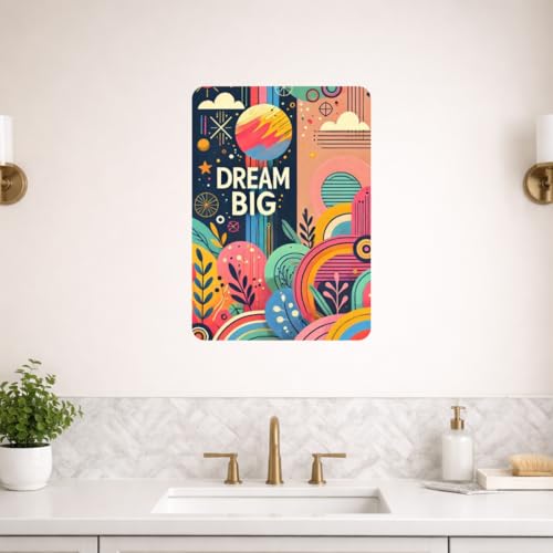 Image of Zesta Bathroom Decor Items Washroom Decor Tin Sign | Aesthetic Posters Wall Poster for Bedroom | Magnetic Cafe Decoration Items / Restaurant Decorations Items | Quirky Home Decor Bar Accent (Dream Big (2))