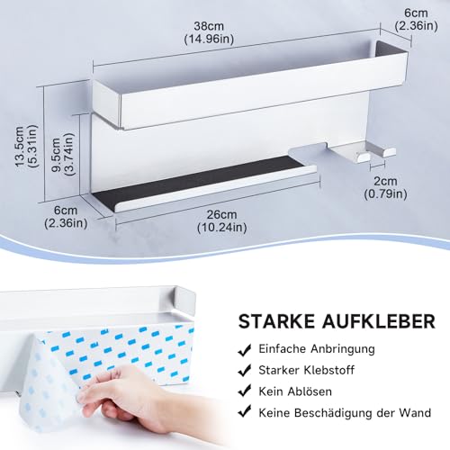 YYBO Föhnhalter Wand Ohne Bohren, Glätteisen Halterung, Föhn Halterung für Glätteisen Lockenstab Styler Zubehör Aufbewahrung, Fönhalter Wandhalterung, Fönhalterung Bad Lockenstabhalterung (Silber)