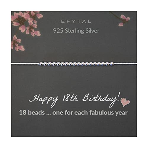 EFYTAL 18th Birthday Gifts, 925 Sterling Silver Bracelet, 18th Birthday Gift Ideas, Gifts for 18 Year Old