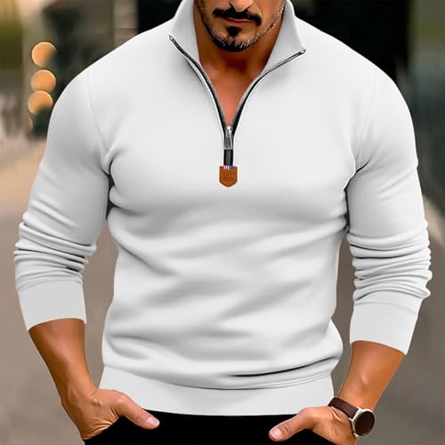 Wankang Men's Quarter Zip Pullover Casual Midweight Sweatshirts Fashion Fleece Sweatshirt Polo Shirt for Men3