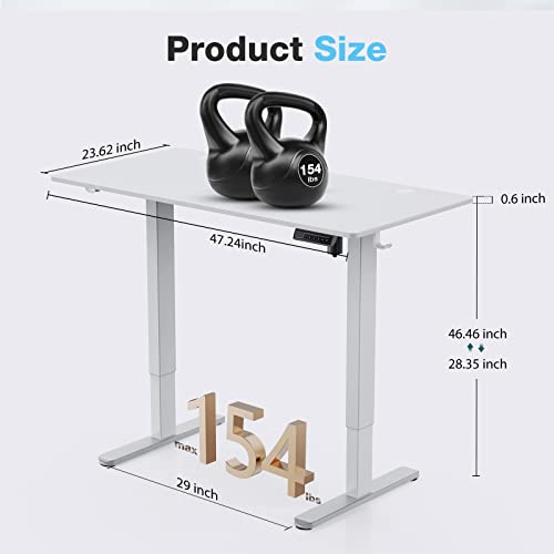 Sweetcrispy Electric Standing Desk, 48 X 24In Adjustable Height Electric Stand Up Desk Standing Computer Desk Home Office Desk Ergonomic Workstation With 3 Memory Controller, White #TOP2